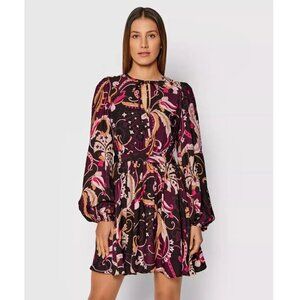 Ted Baker London Deep Purple Floral Paisley-print Woven Mini Dress, US 16-18
